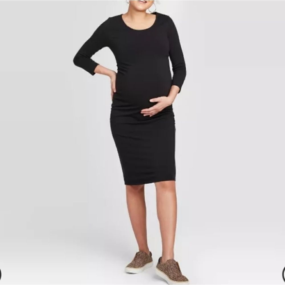 GREAT EXPECTATIONS BLACK LONG SLEEVE T-SHIRT MATERNITY DRESS SZ.XL NWT